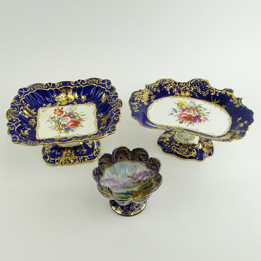 Lot of Three (3) Hand painted Porcelain Compotes.