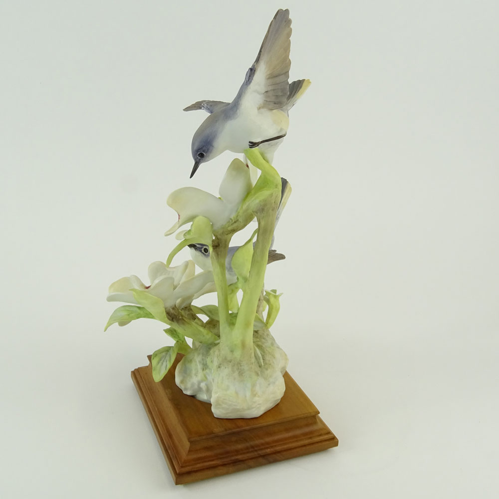 Dorothy Doughty Royal Doulton Porcelain Bird Group "Blue-Grey Gnatcatcher & Dogwood". 