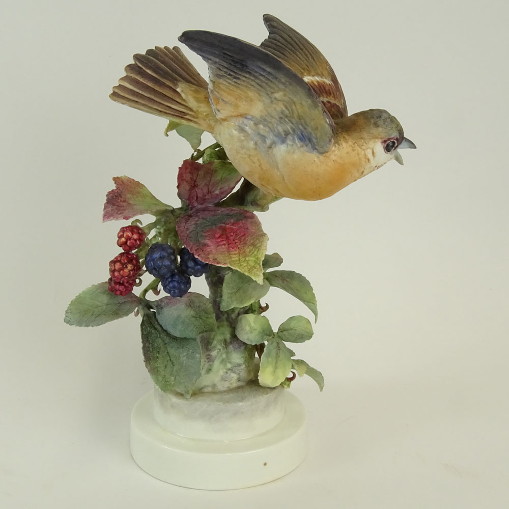 Dorothy Doughty Royal Doulton Porcelain Bird Group "Indigo Bunting & Blackberry Sprays". 