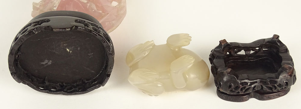 Lot of Two Chinese hardstone items. This lot includes a rose quartz group