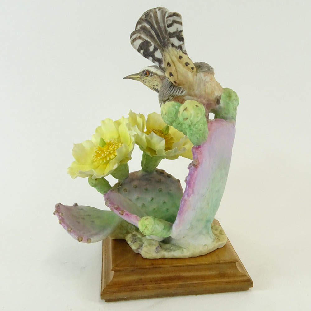 Dorothy Doughty Royal Doulton Porcelain Bird Group "Cactus Wren & Prickley Pear". 