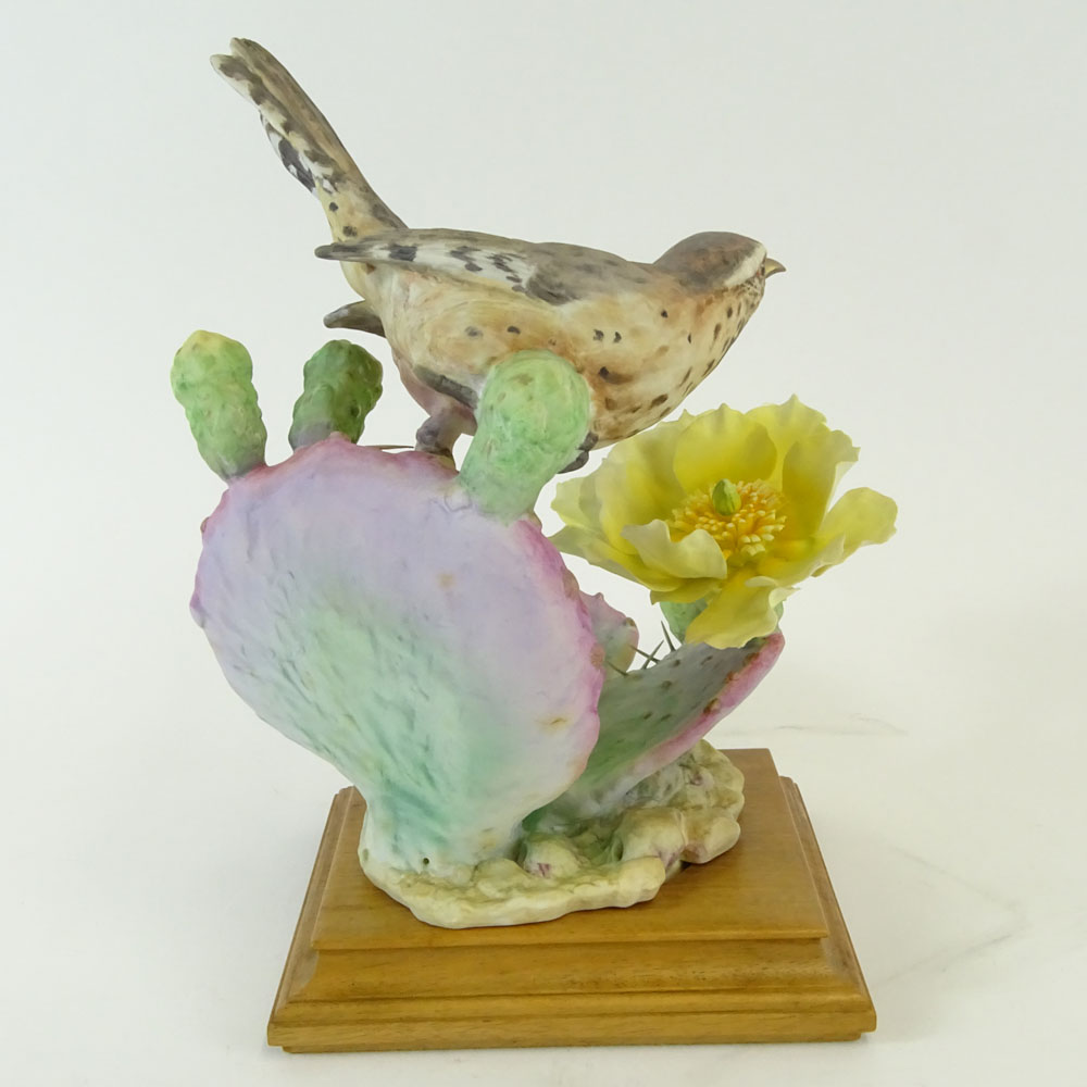 Dorothy Doughty Royal Doulton Porcelain Bird Group "Cactus Wren & Prickley Pear". 