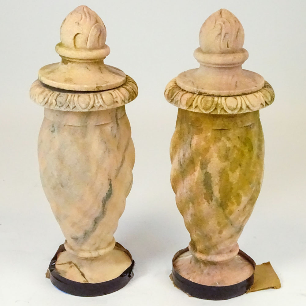 Pair of 20th Century carved marble garden urns.