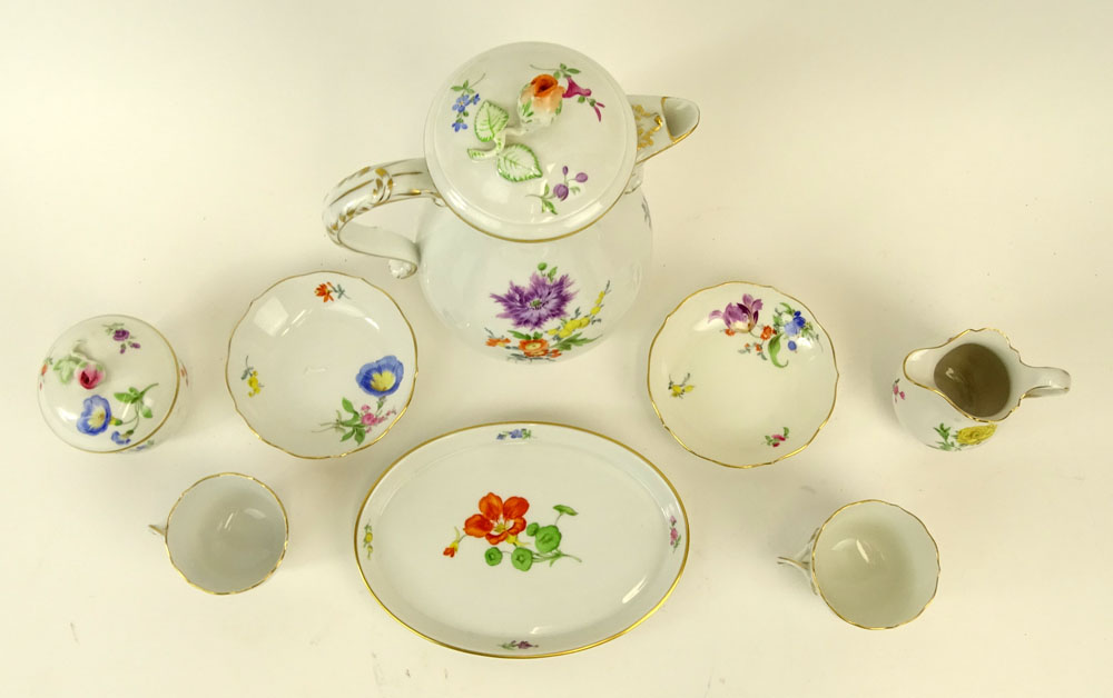 Meissen Hand Painted Porcelain Partial Tea/Coffee Service.