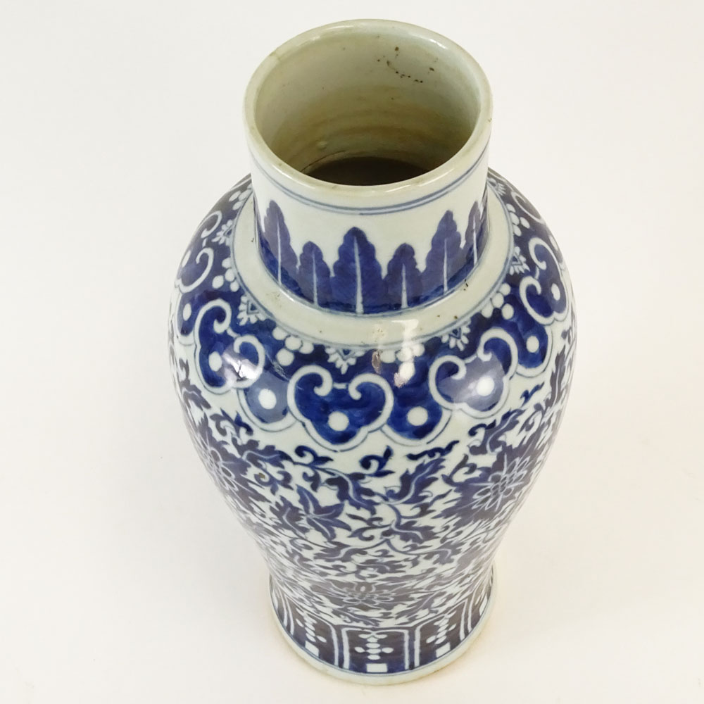 19/20th Century Chinese Blue and White Porcelain Baluster Vase.