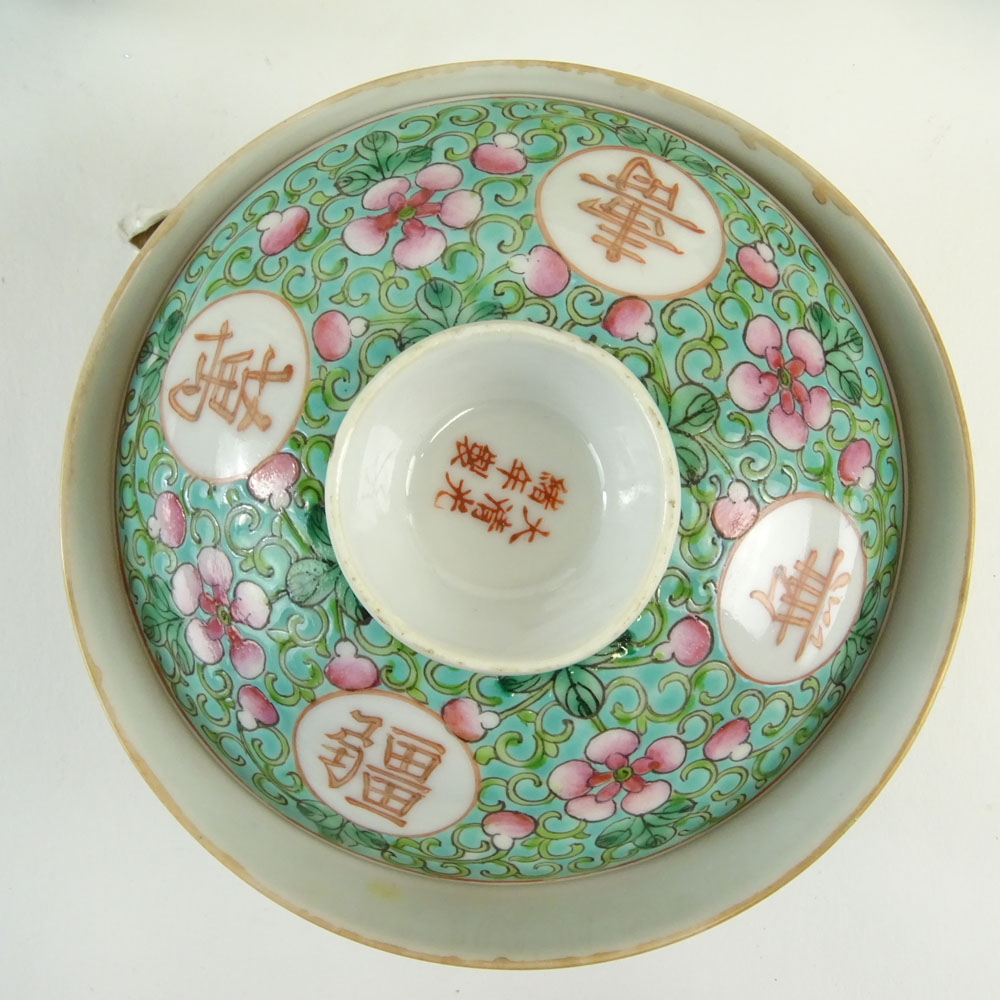 Collection of Chinese Famille Rose Turquoise Ground