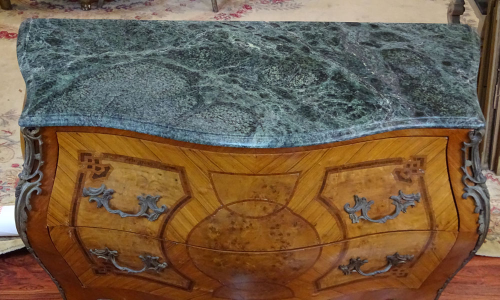Louis XV Style Bronze Mounted Inlaid 2 Drawer Commode.