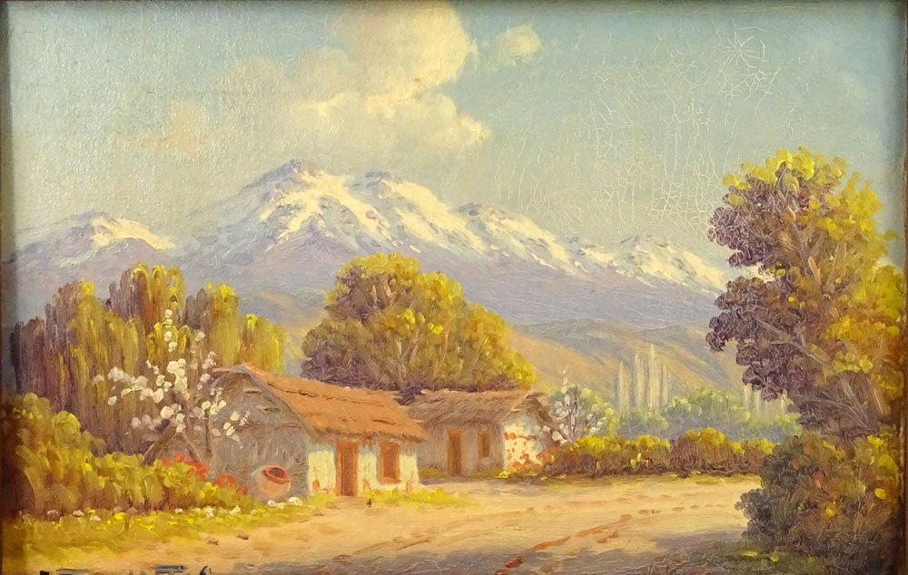 Alfredo Lobos, Chilean (1890-1917) Oil on canvas "Mountain Landscape"