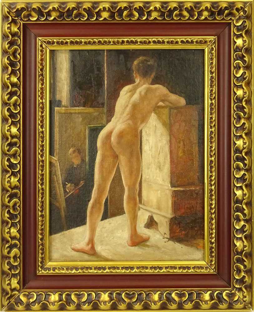 20th Century Oil on Panel "Nude Study of Man"