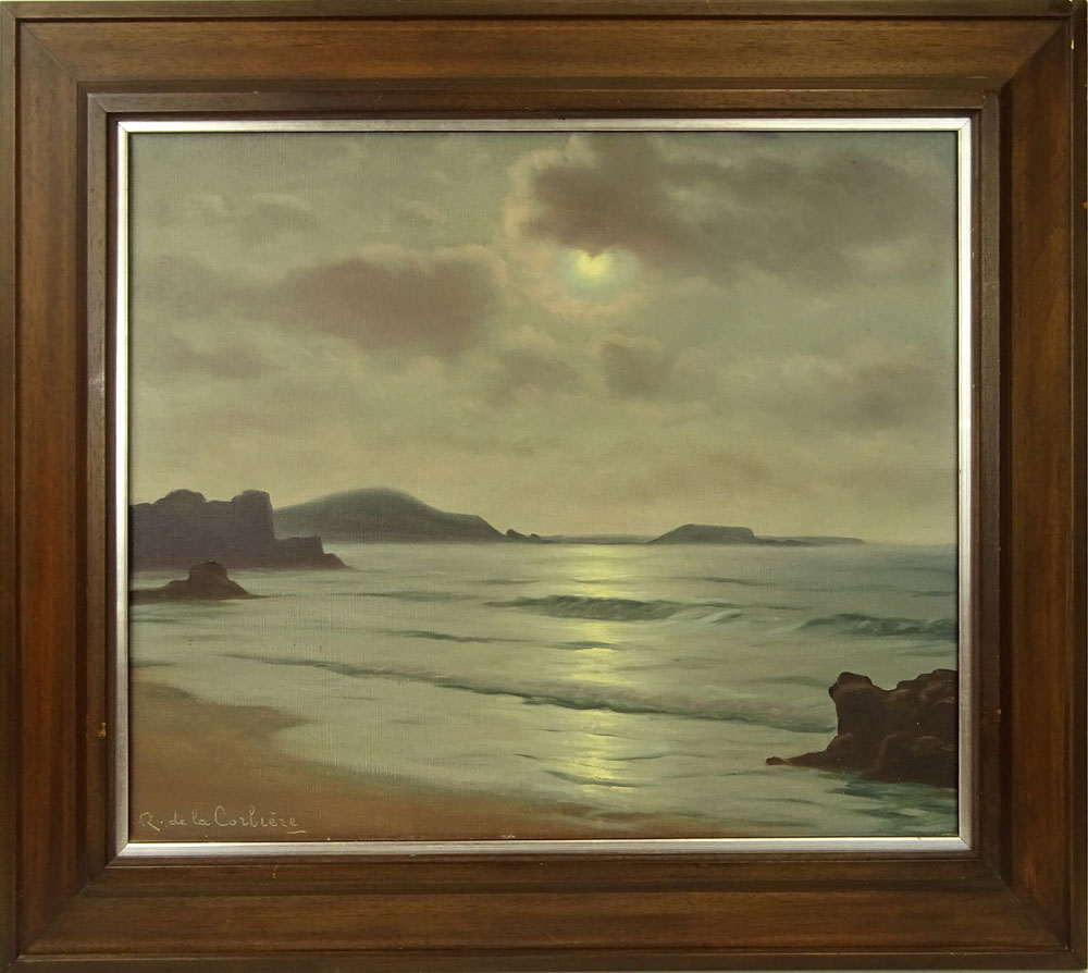 Roger de la Corbière, French (1893-1974) Oil on canvas "Coastal Sunset"