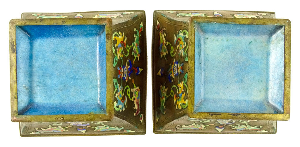 Pair of Mid 20th Century Chinese Enamel Cache Pots.