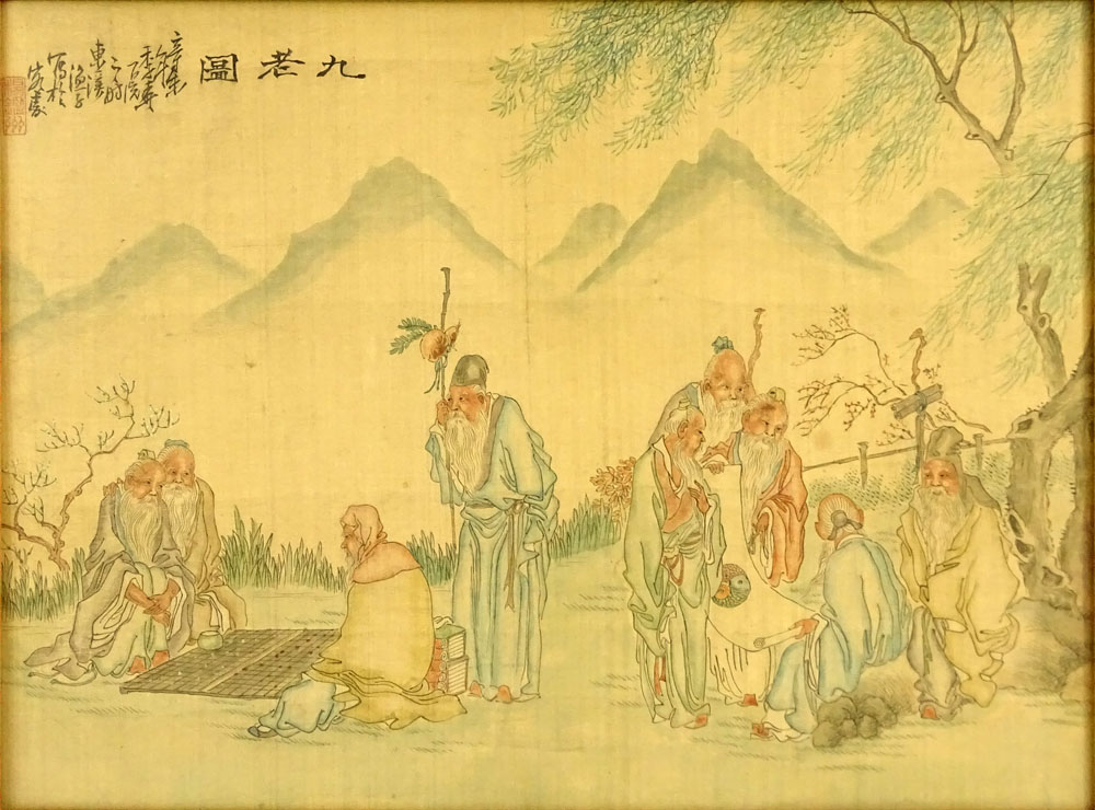 Collection of Twelve (12) 20th Century Chinese Watercolors on Silk.