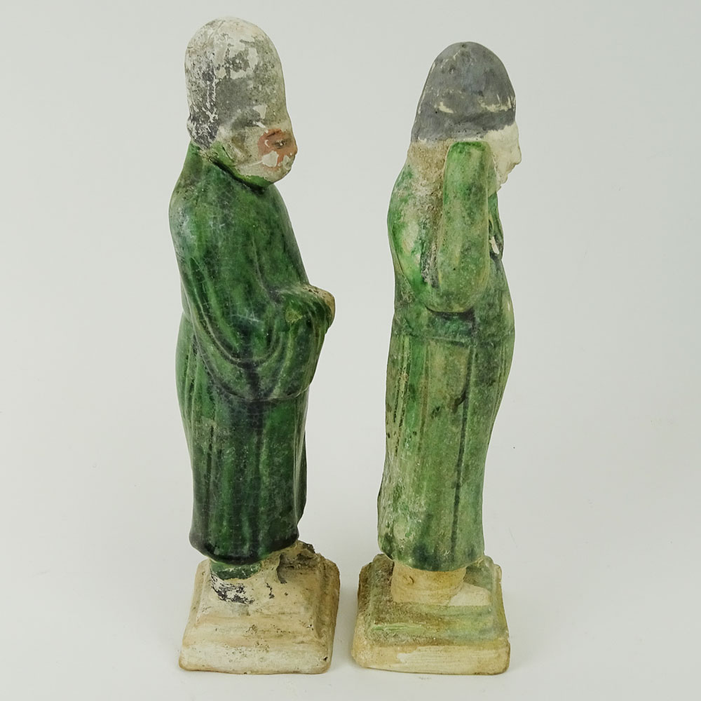 Two (2) Chinese Ming Dynasty Glazed Pottery Figures.