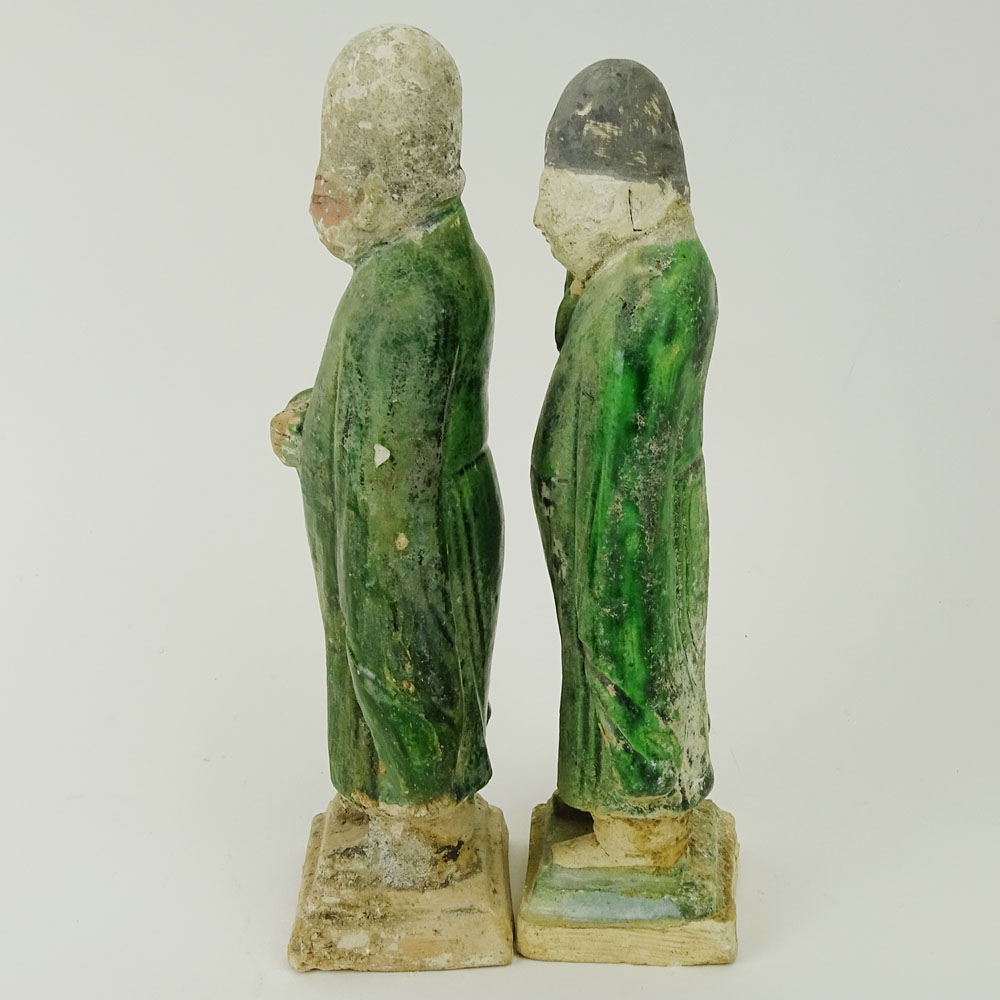 Two (2) Chinese Ming Dynasty Glazed Pottery Figures.