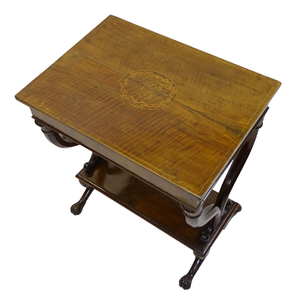 18/19th C French Inlaid Mahogany Sewing Table.