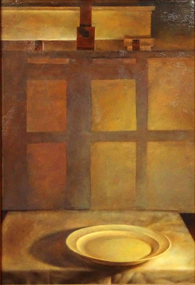 Circa 1998 Surrealist Oil on Canvas "Assiette N 2" 