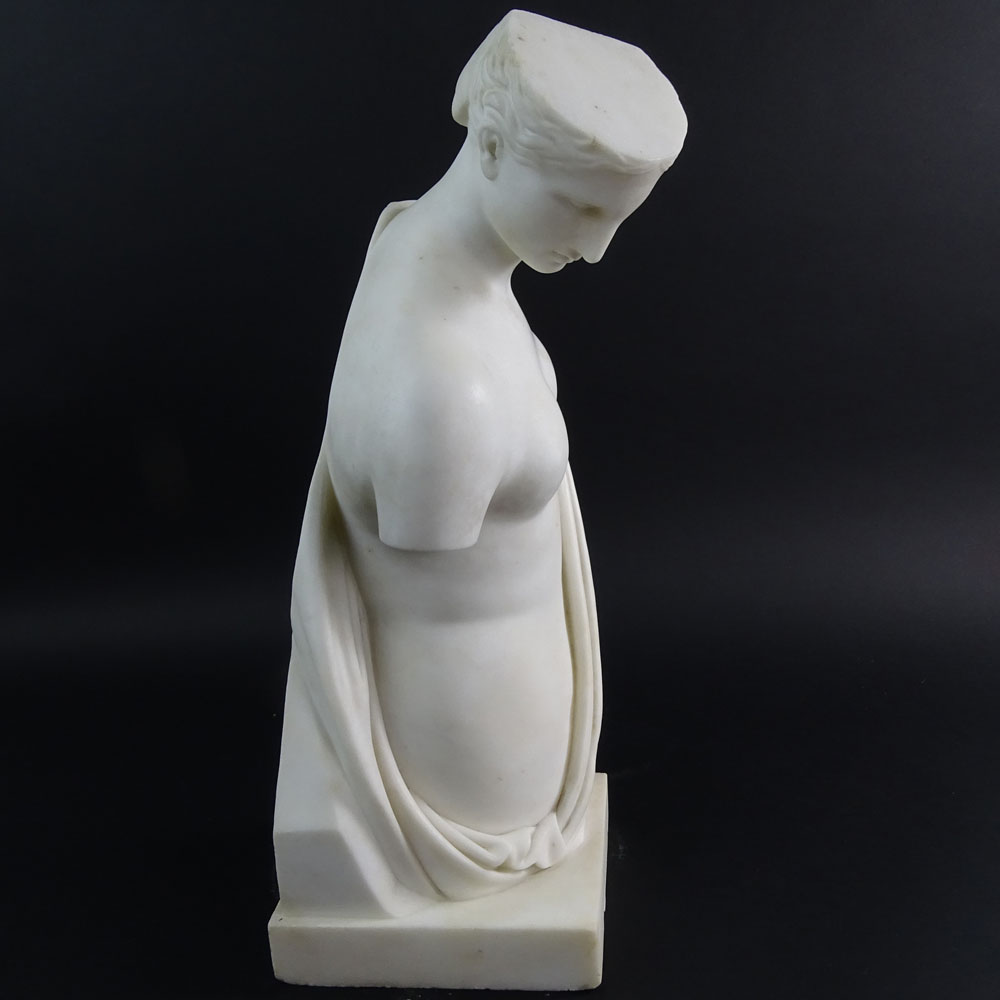 Mid 20th Century Carved Marble Classical Figure. Unsigned. Minor losses at base.