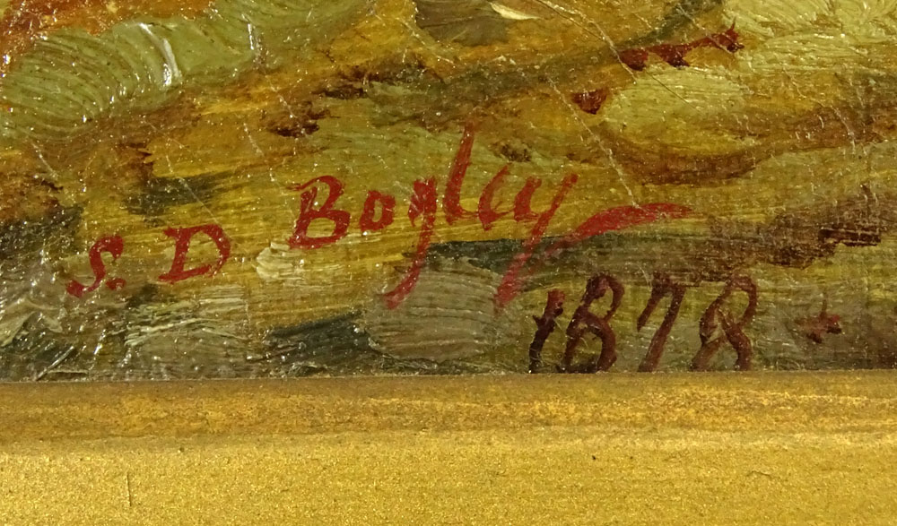 S.D. Bagley (British 19th C) oil on canvas "Riverside". 