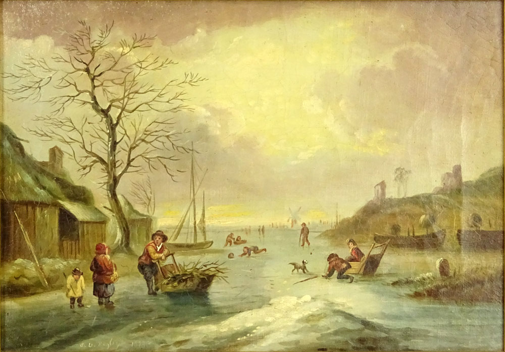 S.D. Bagley (British 19th C) oil on canvas "Riverside".