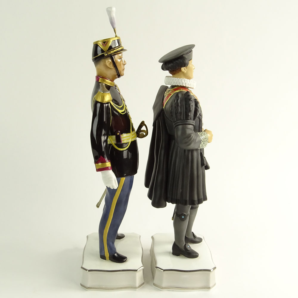 Collection of Two (2) Royal Worcester Porcelain Figurines. From The Papal Series "An Officer Of The Palatine Guard"