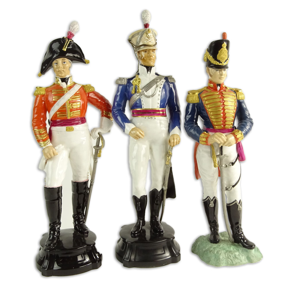 Three (3) Royal Worcester Porcelain Figurines. "Officer of the 3rd Dragoon Guards"