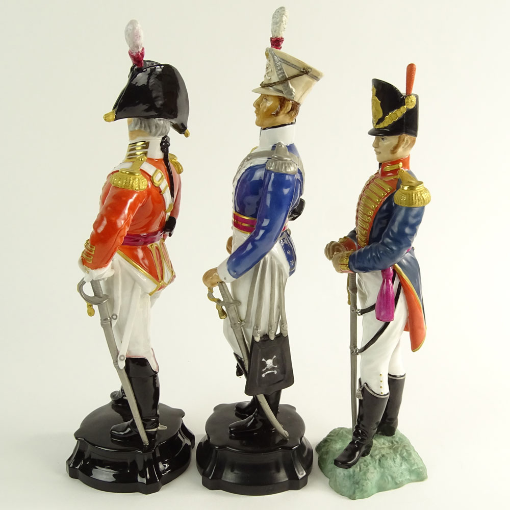 Three (3) Royal Worcester Porcelain Figurines. "Officer of the 3rd Dragoon Guards"