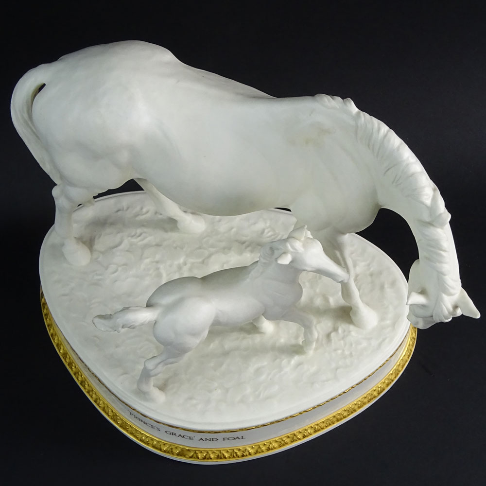 Royal Worcester Bisque Horse Group "Princess Grace and Foal".