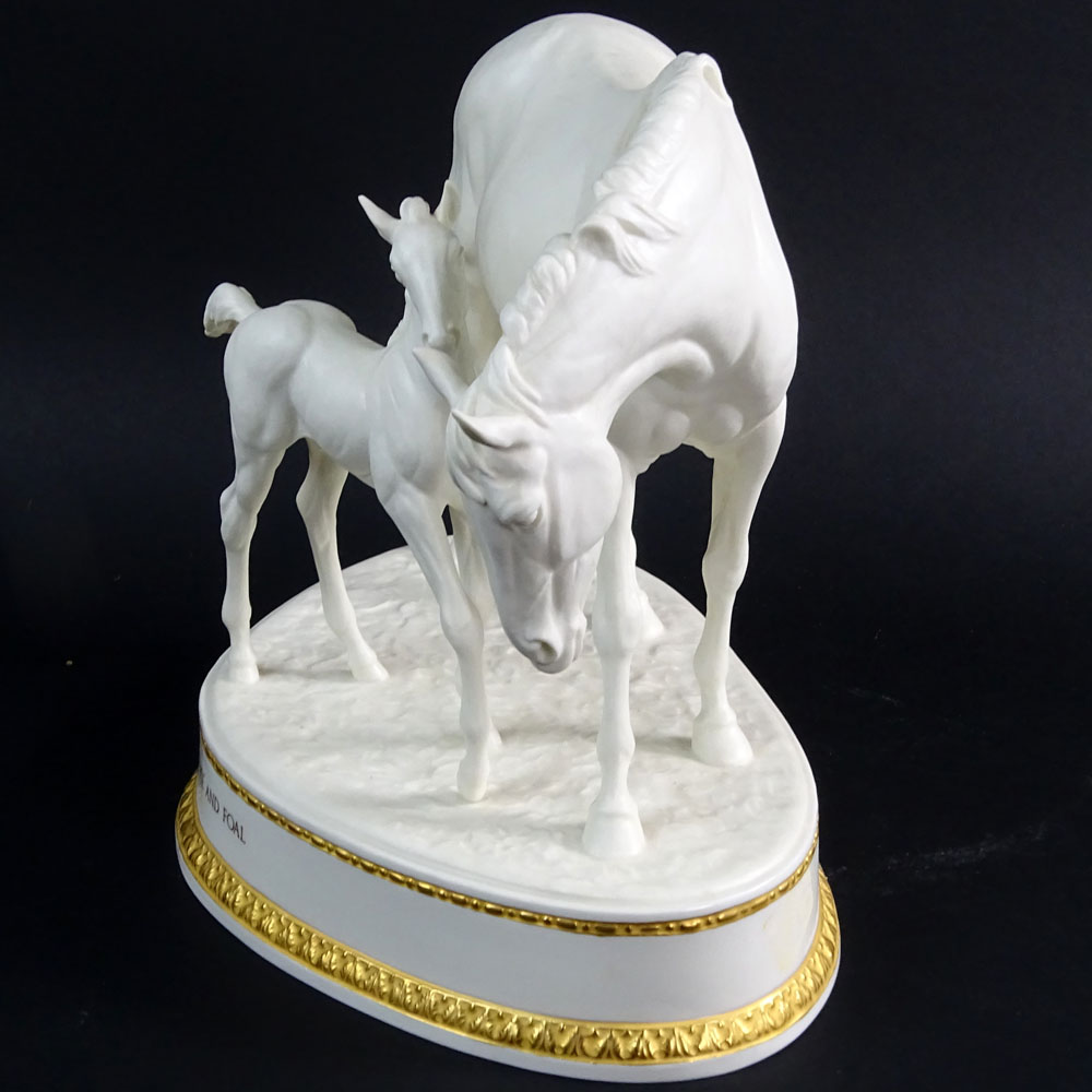 Royal Worcester Bisque Horse Group "Princess Grace and Foal".