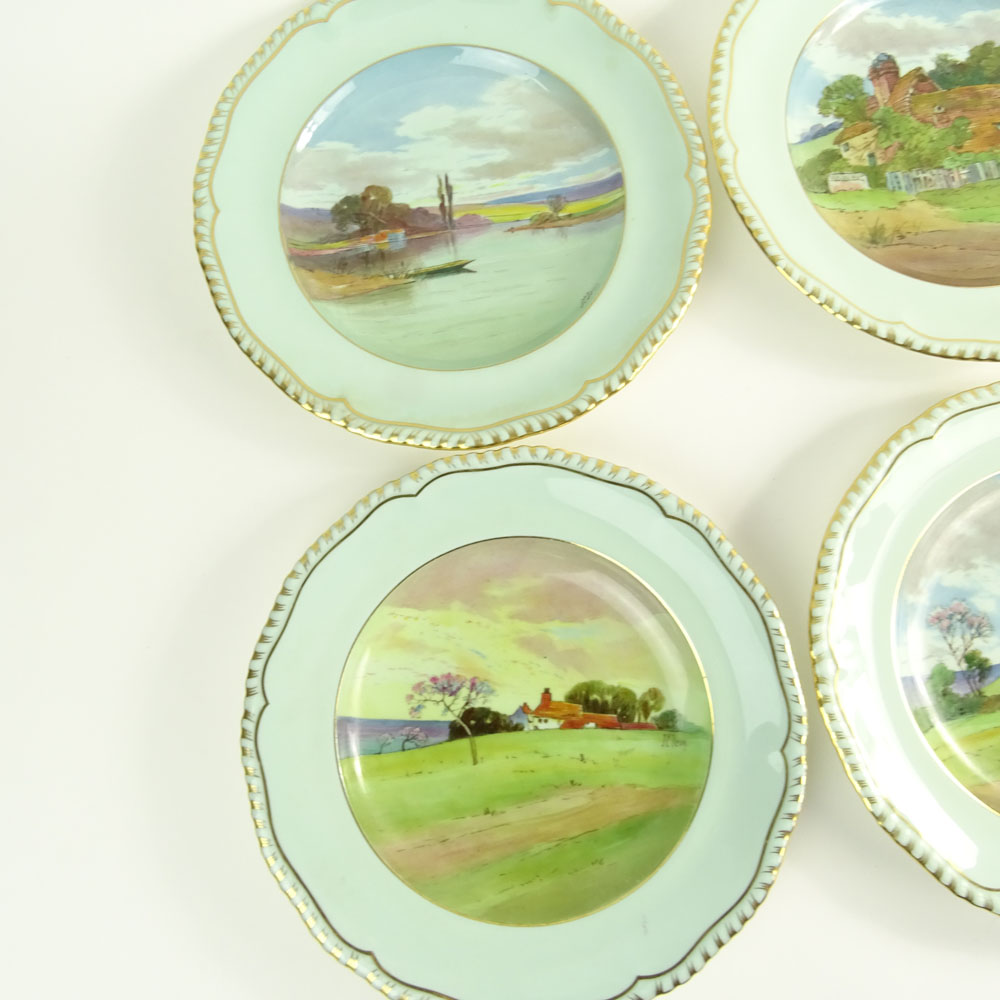 Collection of Six (6) Mintons Porcelain Hand Painted Scenic Cabinet Plates.