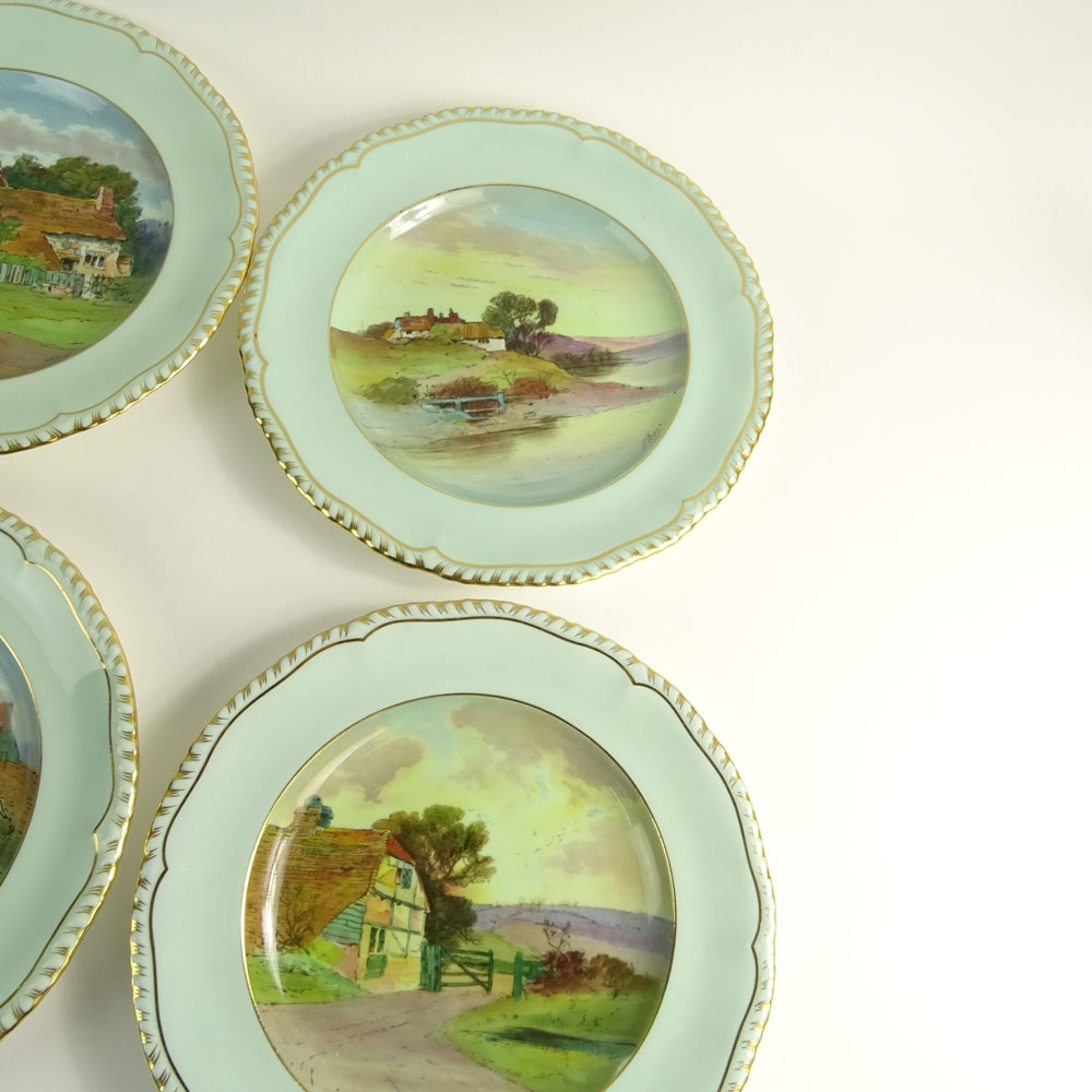 Collection of Six (6) Mintons Porcelain Hand Painted Scenic Cabinet Plates.