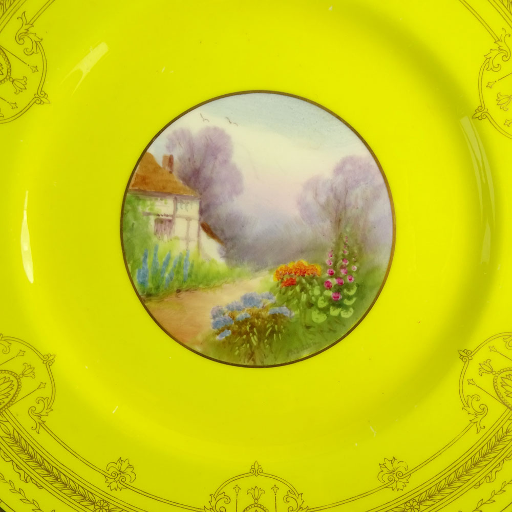 Collection of Four (4) Royal Worcester Porcelain Hand Painted Scenic Cabinet Plates.