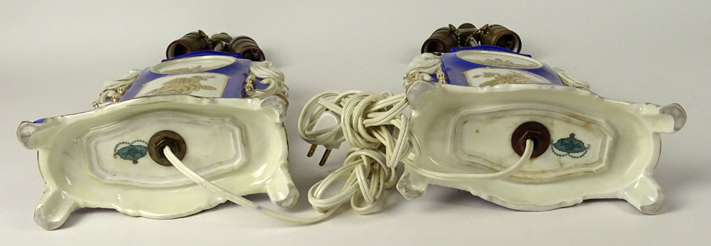Pair Vintage Rosenthal Porcelain Figural Lamps. Label on Bottom: Rosenthal Ivory.