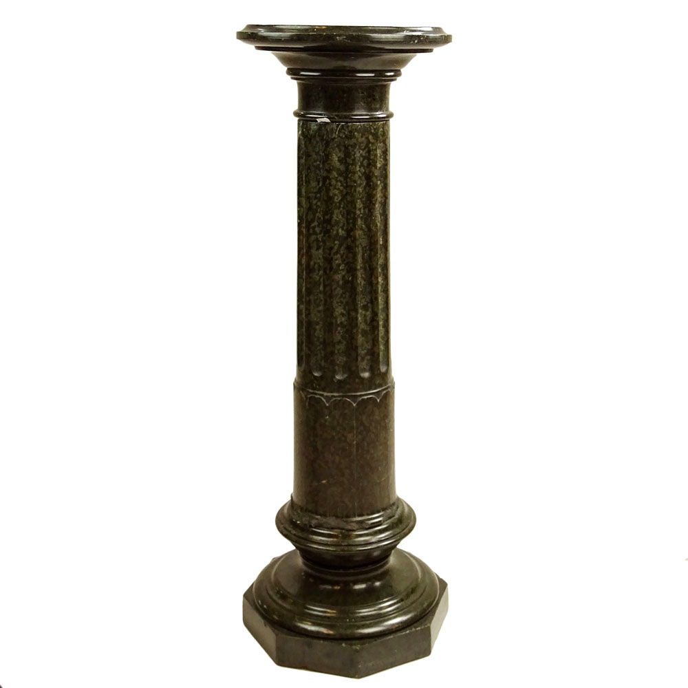 20th Century Carved Granite Pedestal. Unsigned. Surface wear and losses.