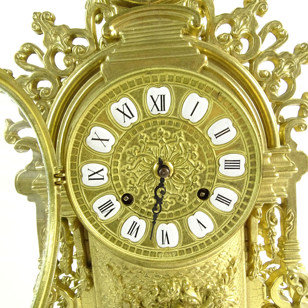 Modern Antique Style Brass Mantle Clock.