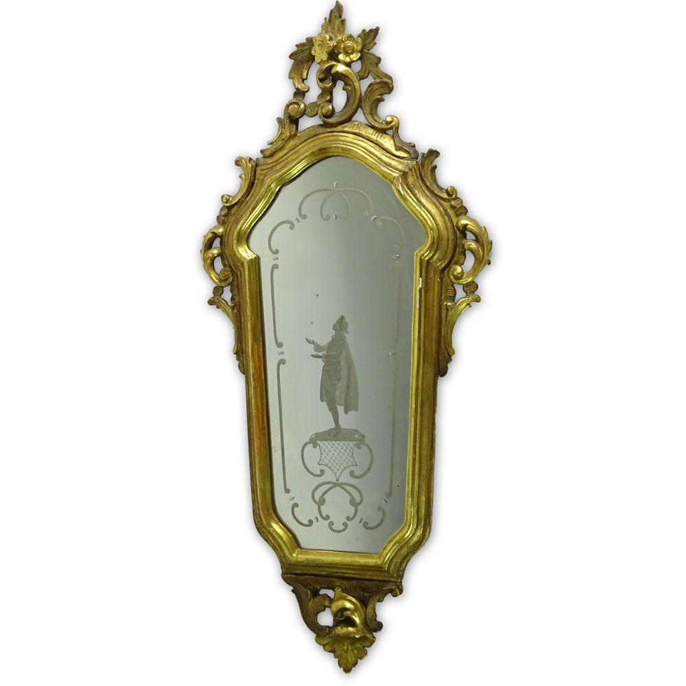 Vintage Carved Gilt Wood Intaglio Mirror.
