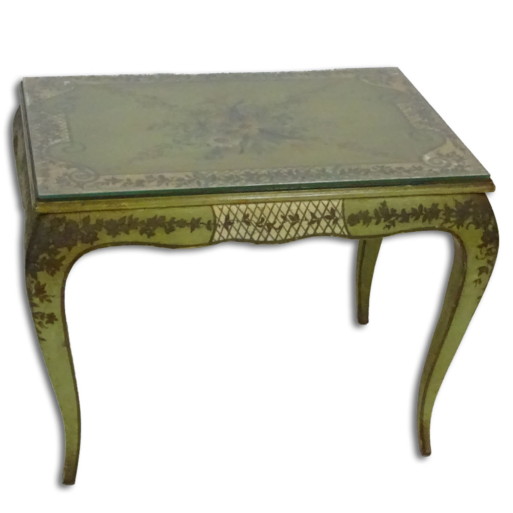 Early 20th Century Italian distress painted wood occasional table.