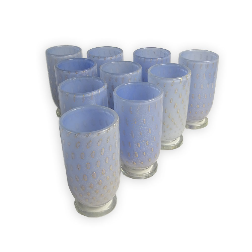 Set of 8 Mid Century Murano Footed Glass Beakers.