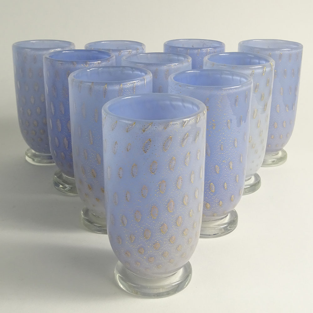 Set of 8 Mid Century Murano Footed Glass Beakers.
