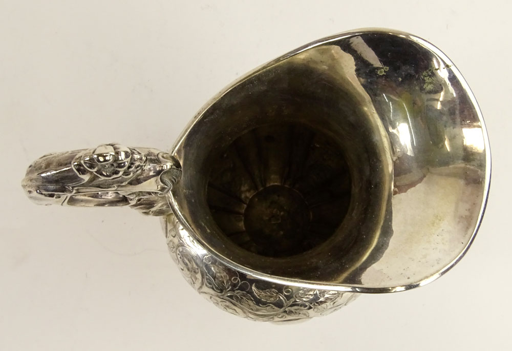 Antique Silver, Probably 19th Century German, Cream Pitcher. Illegible hallmark on interior bottom.