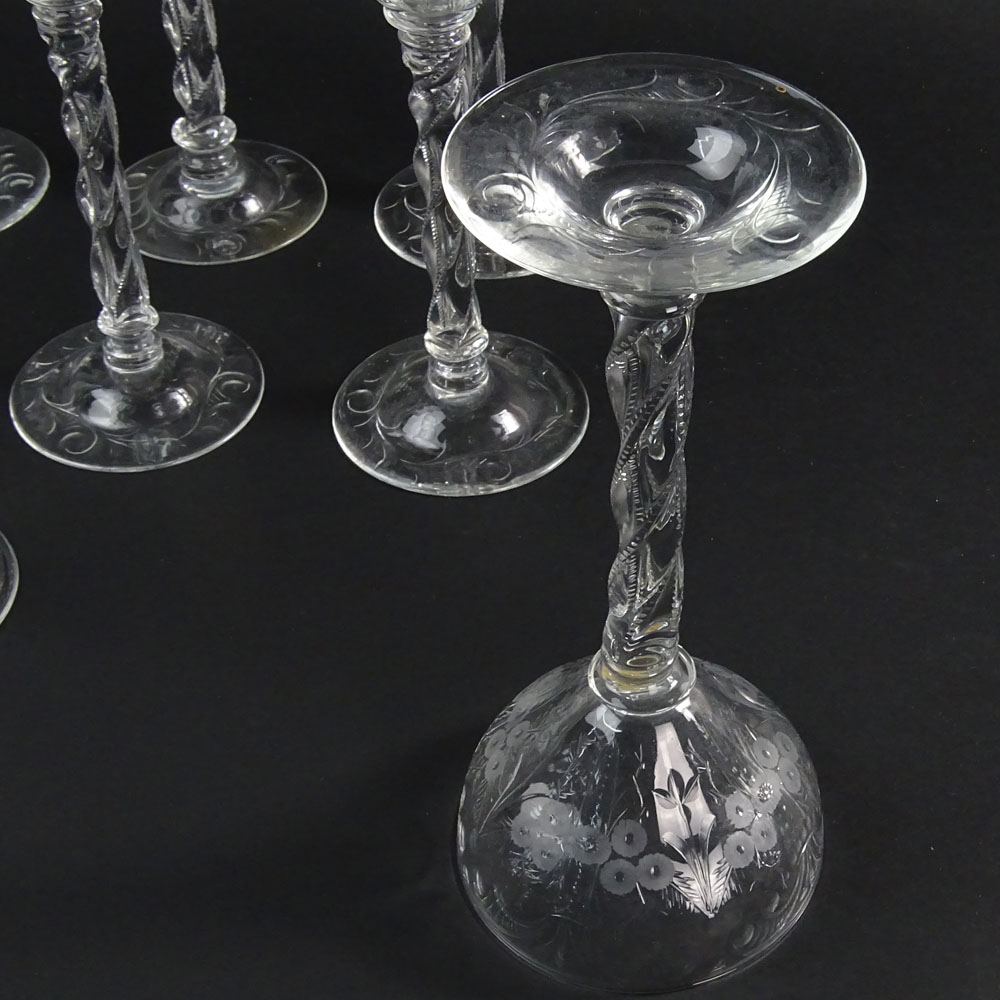 Eight (8) Webb Corbett Etched Crystal Goblets.
