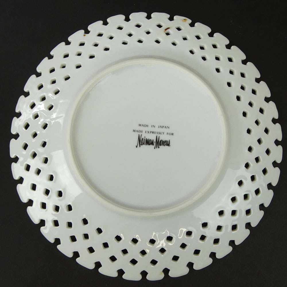 Set of 12 Reticulated Porcelain Dessert Plates.