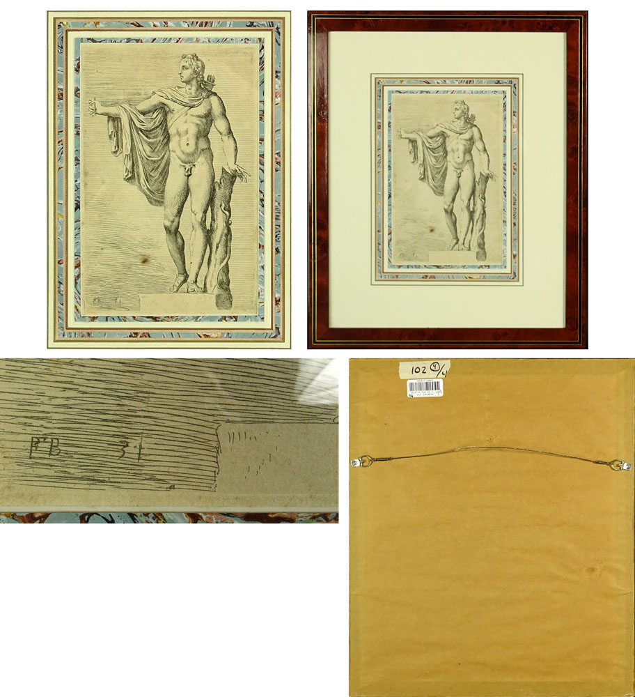 Group of Four (4) 18th Century Copper Engravings. Neo-Classical Male Nudes.