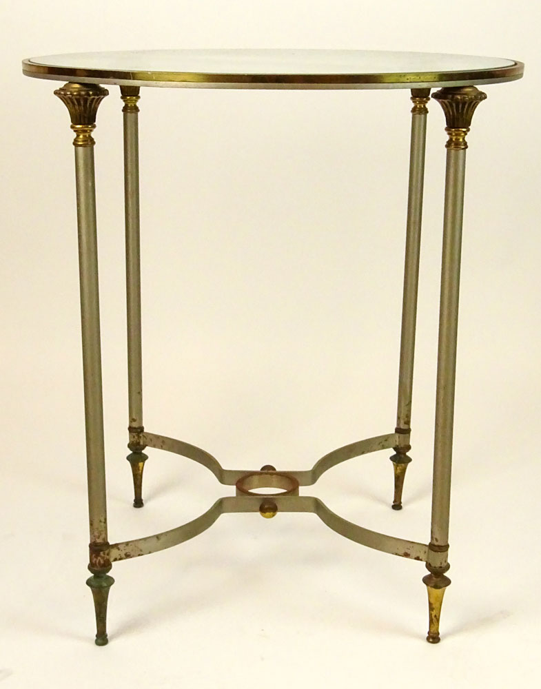 Vintage Stainless Steel and Brass Occasional Table with Brass Top.