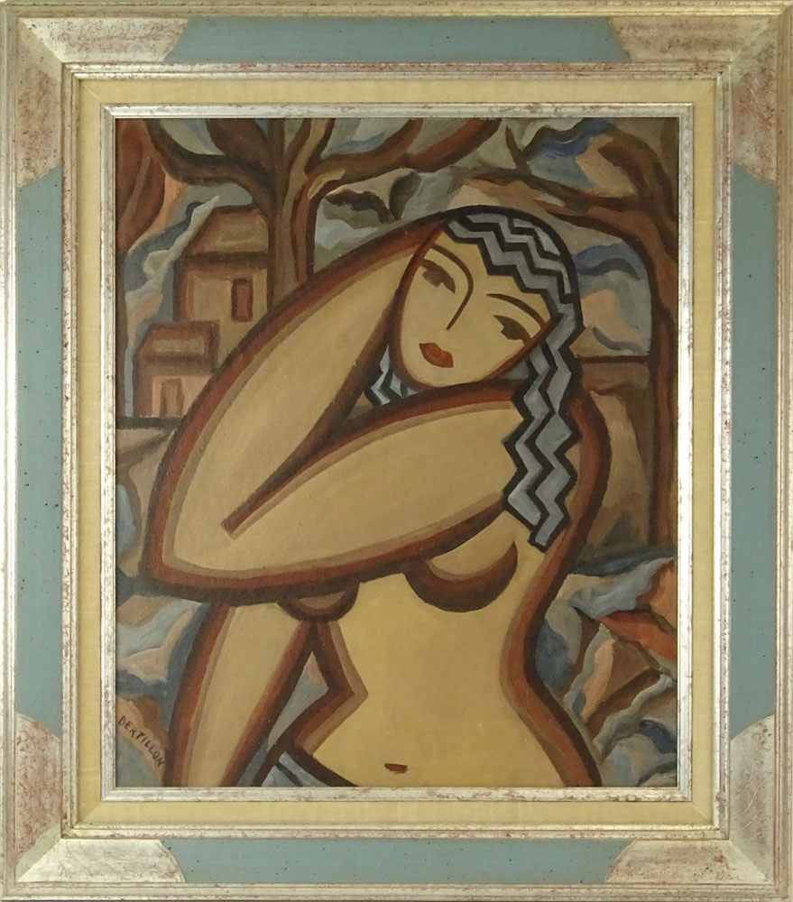 Suzanne Bertillon, French (20th C) Oil on canvas "Nude". 