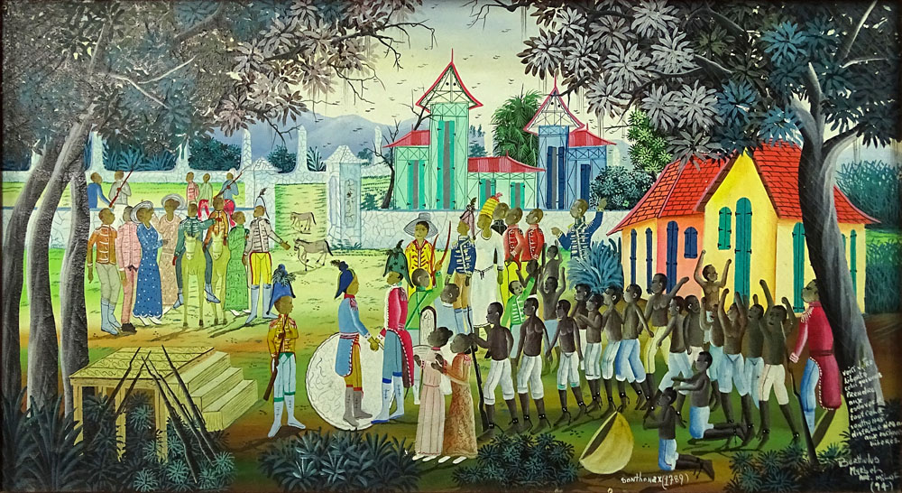 Berthelus Myrbel Haitian "Sonthonax 1789" Oil on Canvas.