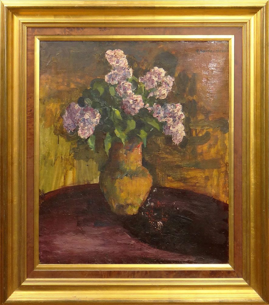 attributed to: Petr Petrovich Konchalovsky, Russian/Ukrainian (1876-1956) circa 1936 Oil on Canvas "Still Life with Flowers".