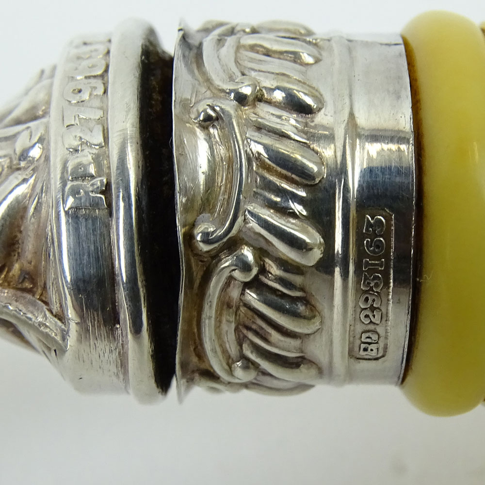 19th Century Victorian Sheffield Sterling Silver Crumber With Carved Ivory Handle. In fitted Case.