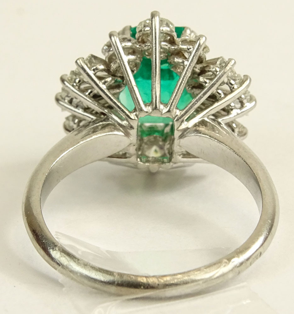 Approx. 3.65 Carat Colombian Emerald, 2.50 Carat Diamond and Platinum Ring. 