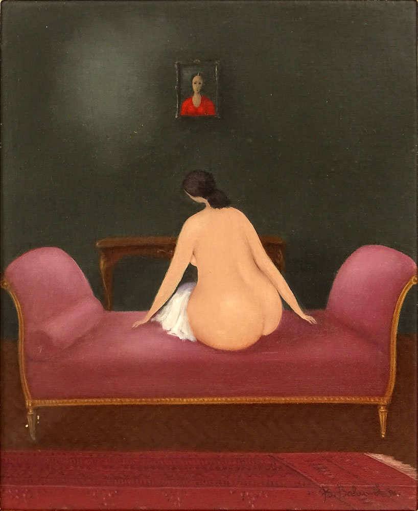 Branko Bahunek, Croatian (1935-2005) Oil on canvas "Seated Nude" 
