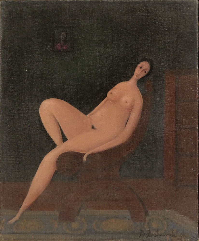 Branko Bahunek, Croatian (1935-2005) Oil on canvas "Reclining Nude"